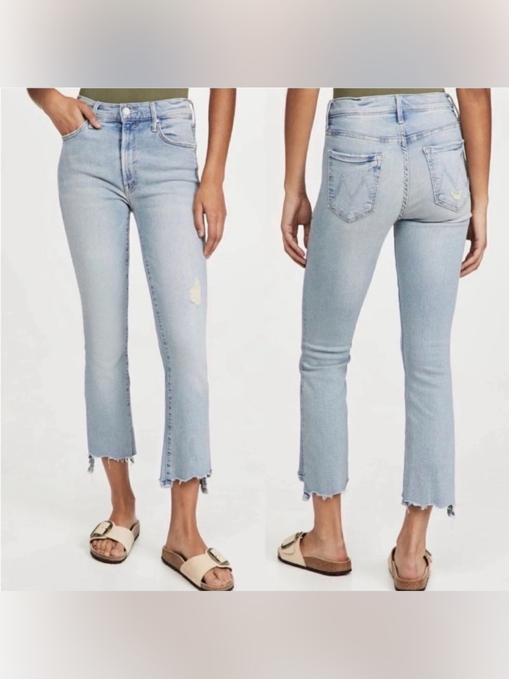 MOTHER The Insider Crop Step Ankle Distressed - Outerspace Sz 27
